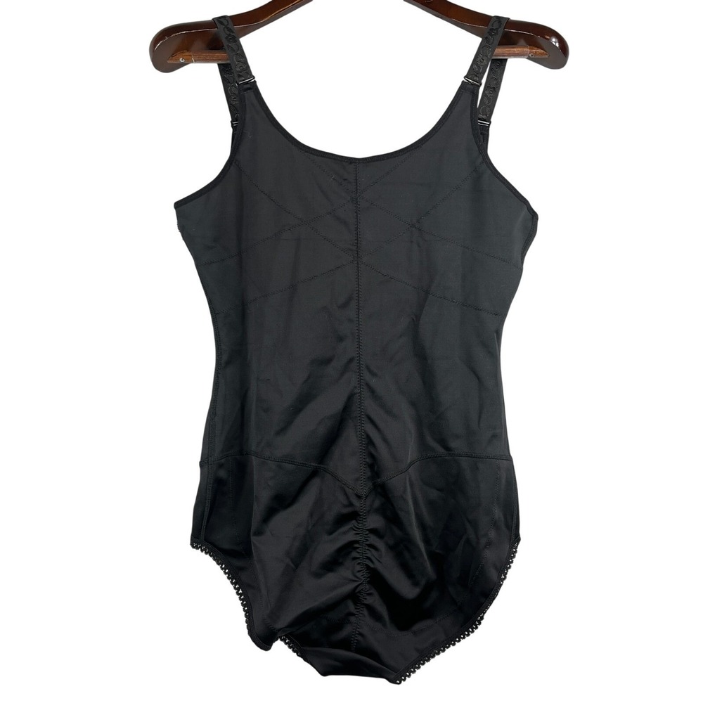 Womens 2XL Shapewear Bodysuit Tummy Control Hook Eye Black Compression Slim